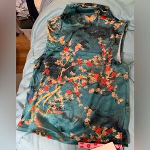 Cider Floral high neck velvety top